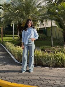 Calça Wide Leg -lavagem envelhecida