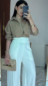 CAMISA SOCIAL -CAFÉ COM LEITE