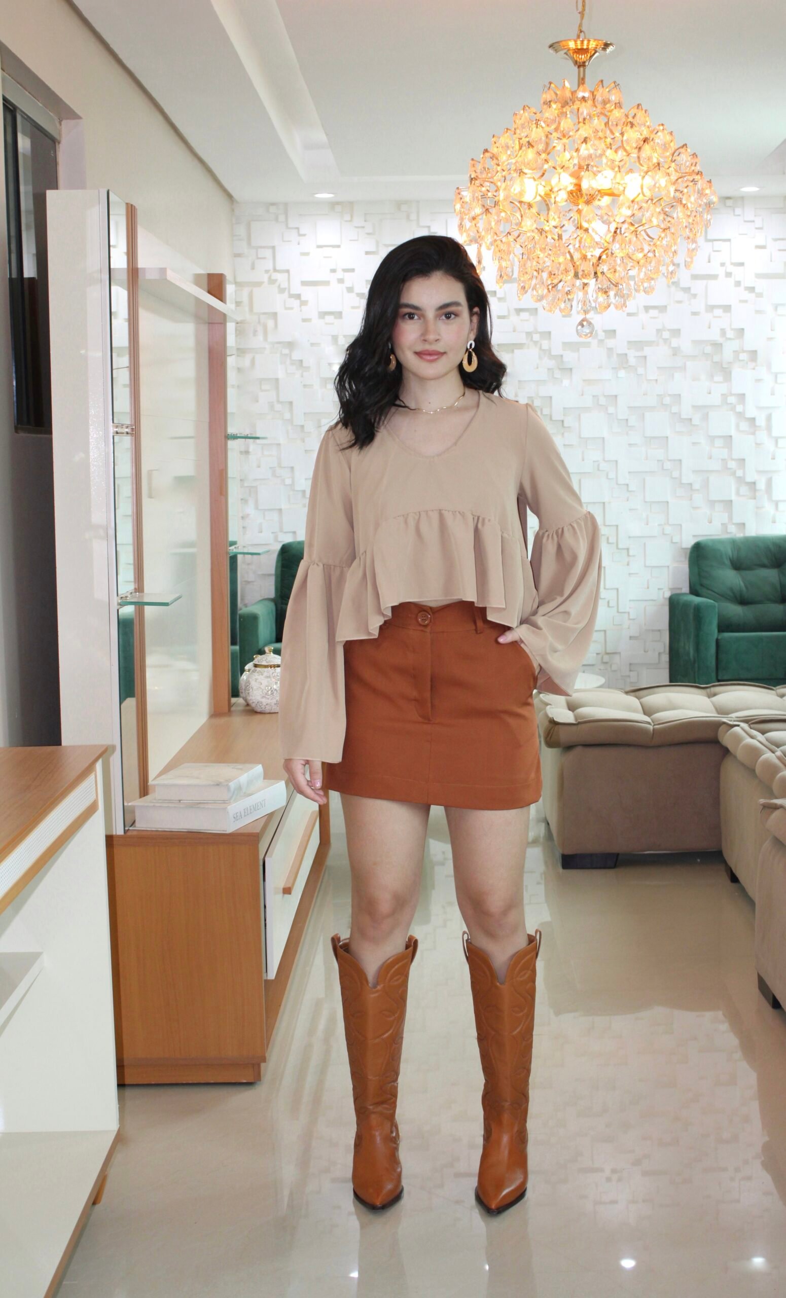 Short Saia Alfaitaria -marrom