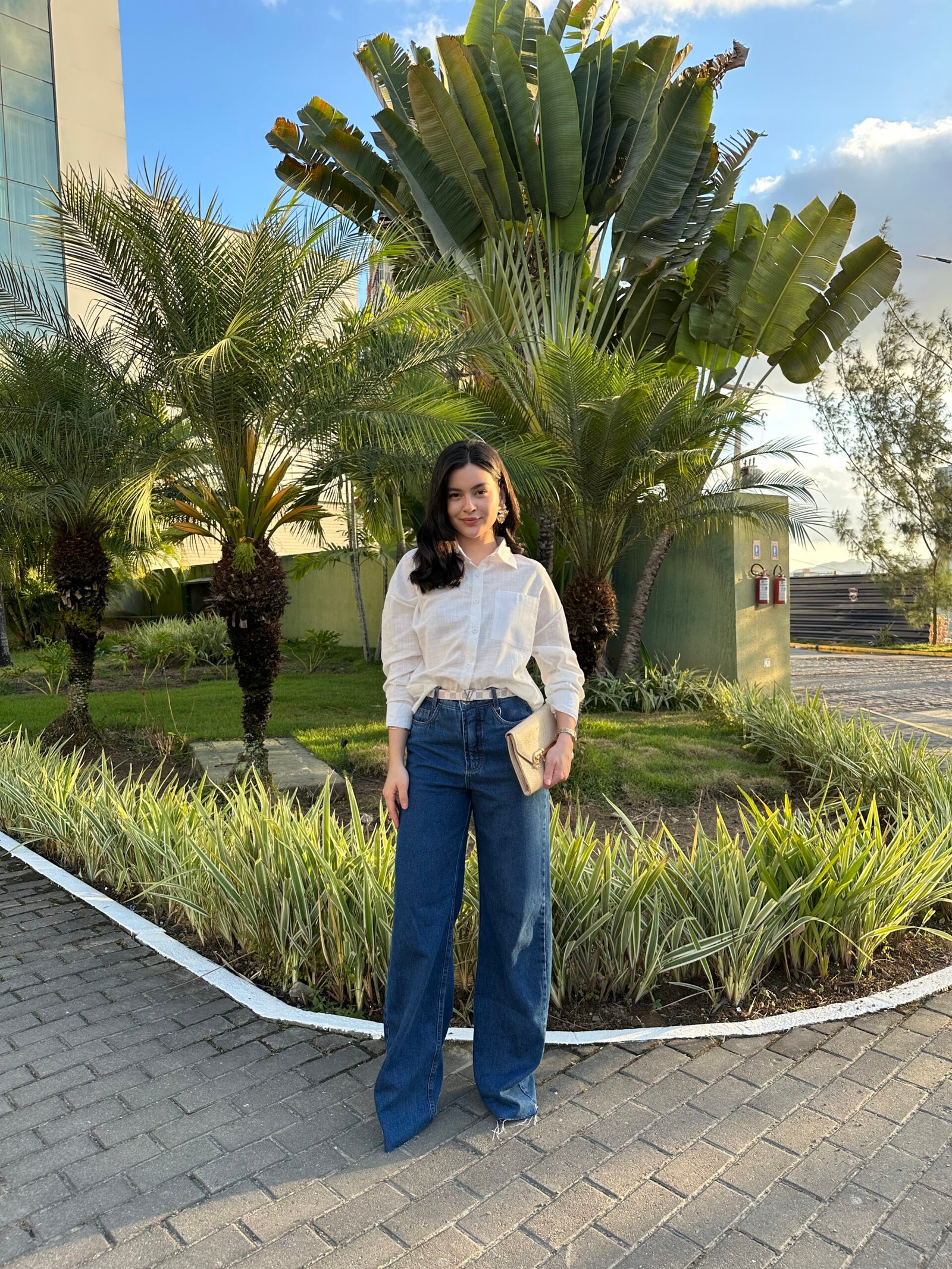 Calça Wide Leg -lavagem escura