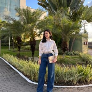 Calça Wide Leg -lavagem escura