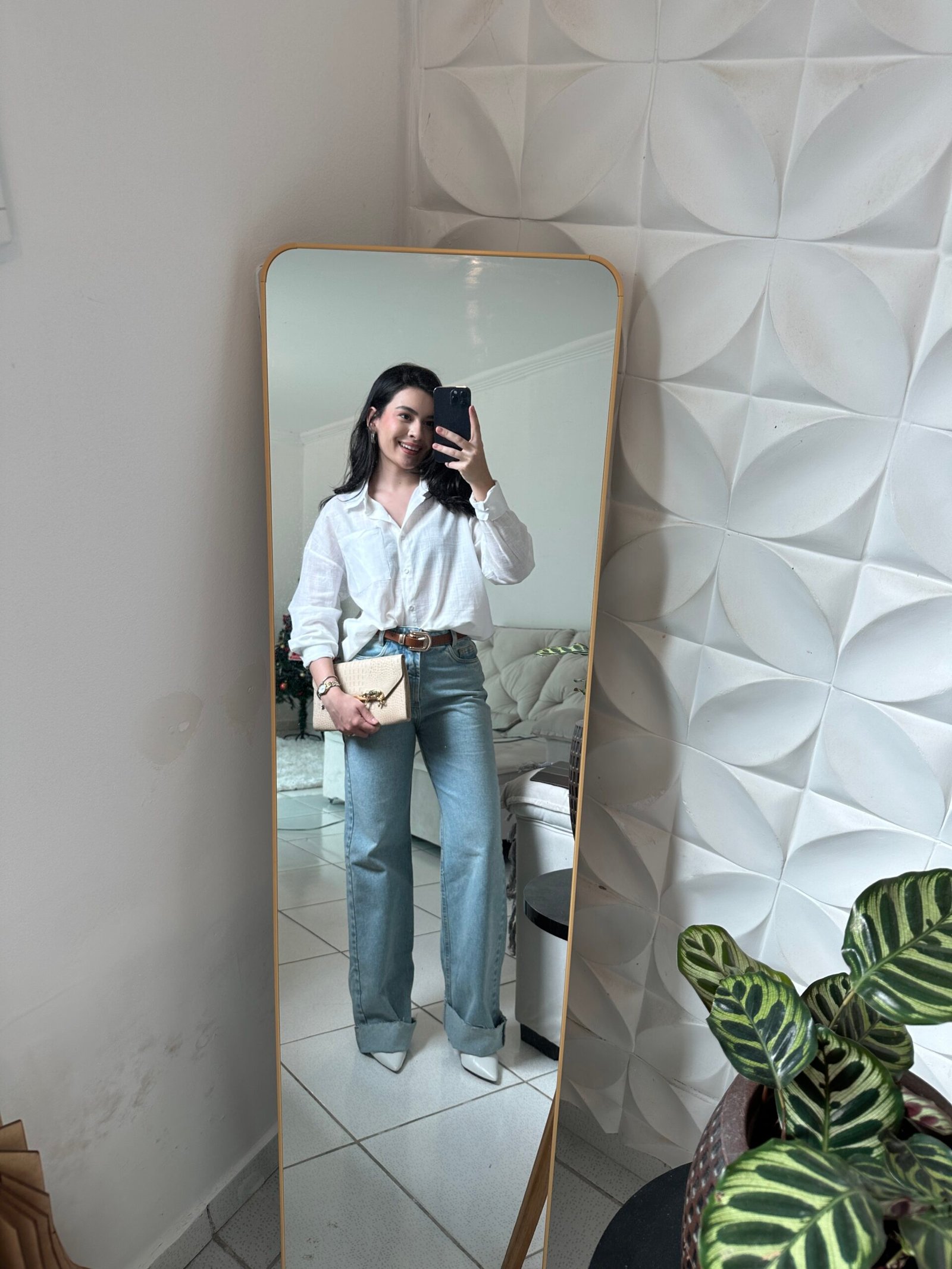 Calça Wide Leg -lavagem envelhecida