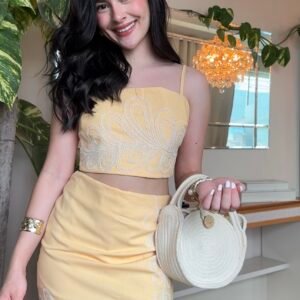 CONJUNTO SAIA E CROPPED BORDADO