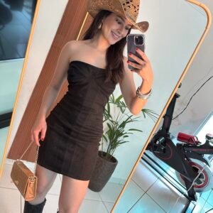 VESTIDO SUEDE - preto